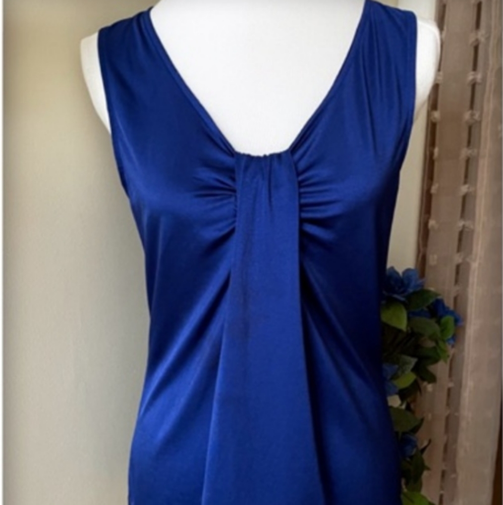 Stretch Sleeveless Blouse. Royal Blue. Medium. - Picture 1 of 9